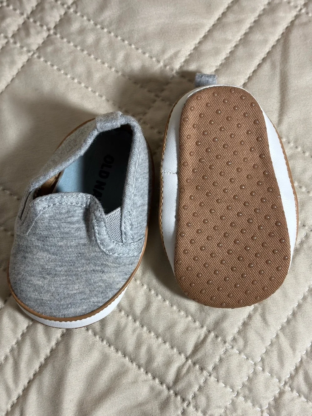 Old Navy Gray 0-3M and Brown Baby Slip-On Shoes